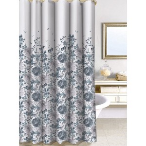 The Lakeside Collection Watercolor Floral 100% Cotton Duck Shower Curtain - 1 of 2