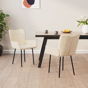 vidaXL Dining Chairs 2 pcs Cream Velvet - 1 of 4