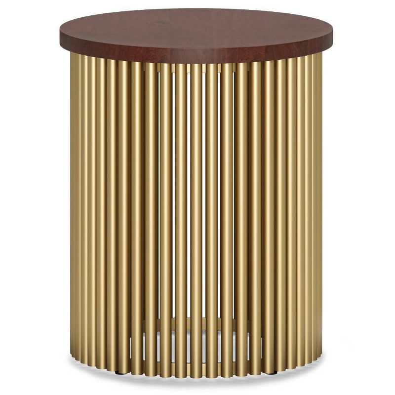 Karl Metal and Wood Accent Table Cognac/Gold - WyndenHall, 1 of 7