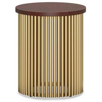 Karl Metal and Wood Accent Table Cognac/Gold - WyndenHall