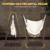 Gulches Hammocks: Black/Cream White Patio Swing Chair with U-Shape Stand and Side Pocket - 3 of 4