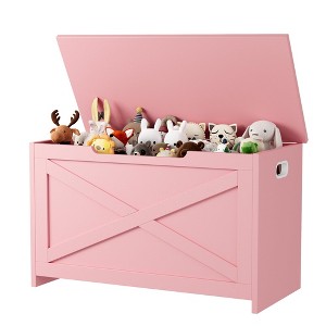 30" Storage Chest, Wooden Storage Bench with Safety Hinge, Easy Assembly, Large Toy Chest - 1 of 4