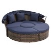 Outdoor Patio Recliners,Rattan Round Lounge With Canopy,Wicker Outdoor Sofa Bed With Lift Coffee Table,Outdoor Patio Furniture-Cuddlewood - 3 of 4