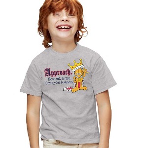 Boys' Garfield State Your Business T-Shirt Athletic Heather Small - 1 of 4