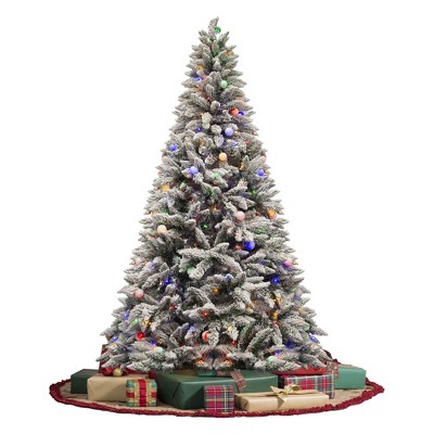 YARDSIGHT 6ft/7.5ft Pre-Lit Premium Snow Flocked Hinged Artificial Christmas Tree with 300 Lights/480 Light