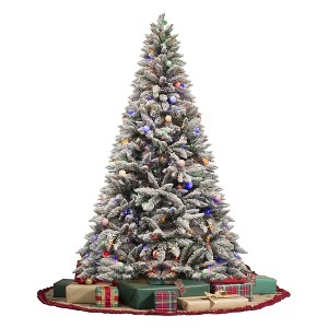 YARDSIGHT 6ft/7.5ft Pre-Lit Premium Snow Flocked Hinged Artificial Christmas Tree with 300 Lights/480 Light - 1 of 4