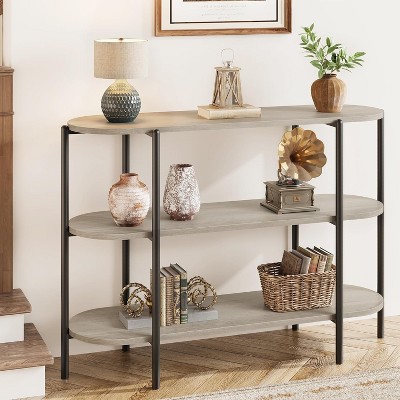 Entryway Console Table, 3 Tier Industrial Metal Sofa Table 47.2" Behind Couch Table