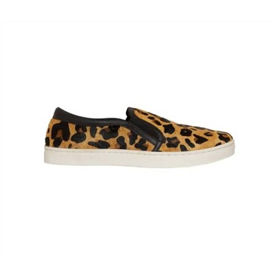 Women's Wo's Leather Leopard Hair On Hide Slip On Sneakers - Myra