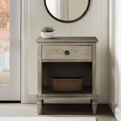 VYNXARIA French inspired night stand with open storage,Classic night stand with open storage,Gray