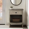APRILSOUL 29in Dx24in Wx19in H Victoria Reclaimed French Nightstand, Wire-Brushed Light Natural, 1 Drawer and Open Shelf - 3 of 4