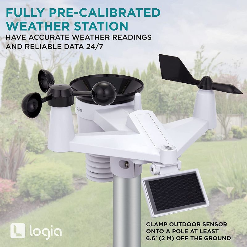 Logia 7-in-1 Wireless Solar Powered Weather Forecast Station with WiFi, 5 of 6