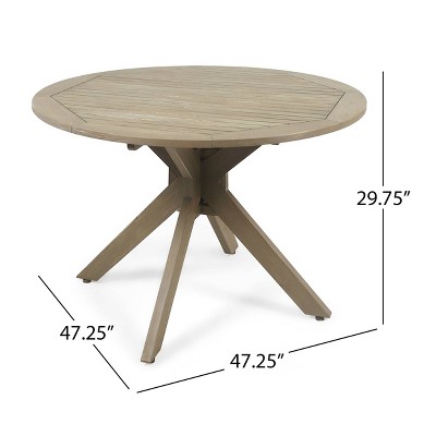 Gray 5-Piece Acacia Wood and Wicker Outdoor Dining Set