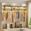 Aheaplus 2 Tiers Heavy Duty Pipe Clothing Shelves with Hanging Rod, 47-73in Space-Saving Wall Mounted Clothing Rack with Top Shelf - 2 of 4