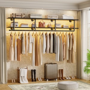 Besiost 2-Tier Clothing Rack with Hanging Rod, Clothing Shelves with Top Shelf - 1 of 4