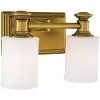 Minka Lavery Industrial Wall Light Sconce Liberty Gold Hardwired 11 1/4" 2-Light Fixture Etched Opal Glass for Bedroom Bathroom - 2 of 2