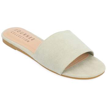 Journee Collection Womens Medium and Wide Width Kolinna Tru Comfort Foam Slip On Slide Flat Sandals
