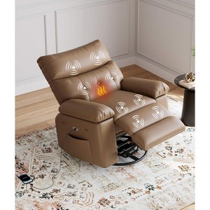 Oversized Power Rocker Swivel Recliner Chair - Heat and Massage,  Ergonomic PU Leather Single Sofa, Tall Back, Padded Seat, Lazy Chair - 1 of 4