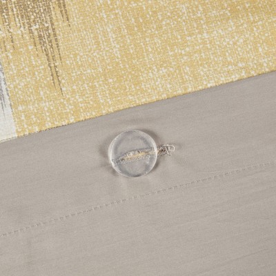 Yellow and Taupe Ikat Cotton King/Cal King Duvet Cover Set