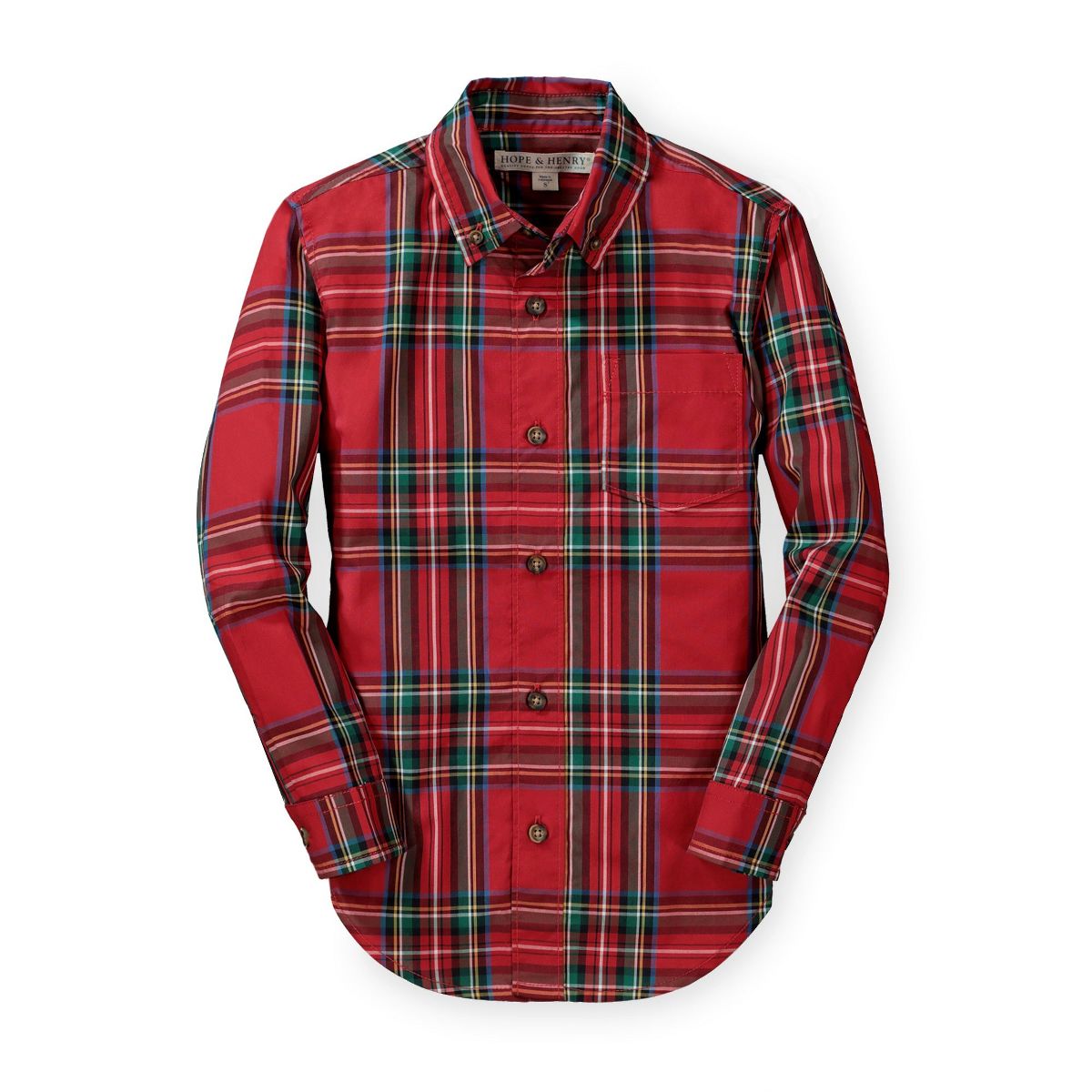 Hope & Henry Boys' Organic Stretch Poplin Long Sleeve Button-Down Shirt
