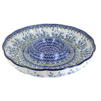 Blue Rose Polish Pottery A23 Ceramika Artystyczna Chip & Dip Plate
