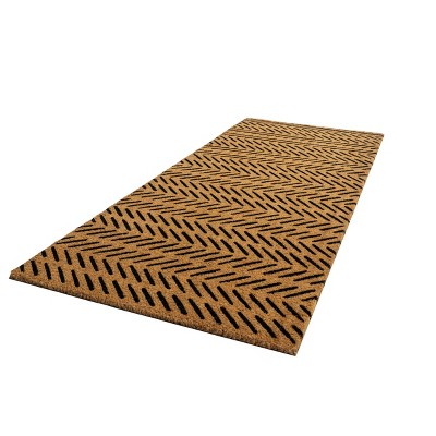 2' x 5' Black and Natural Coir Fishbone Doormat