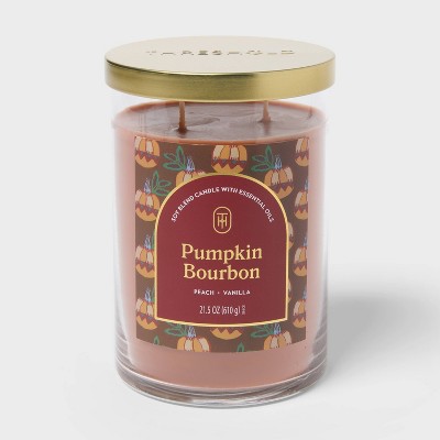 2 Wick 21.5oz Lidded Jar Candle Pumpkin Bourbon - Threshold™