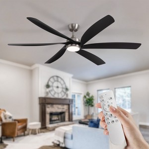 Siljoy 64-in Nickel Modern Ceiling Fan with Light and Remote Control Include(6 Blades Matte Black) - 1 of 4