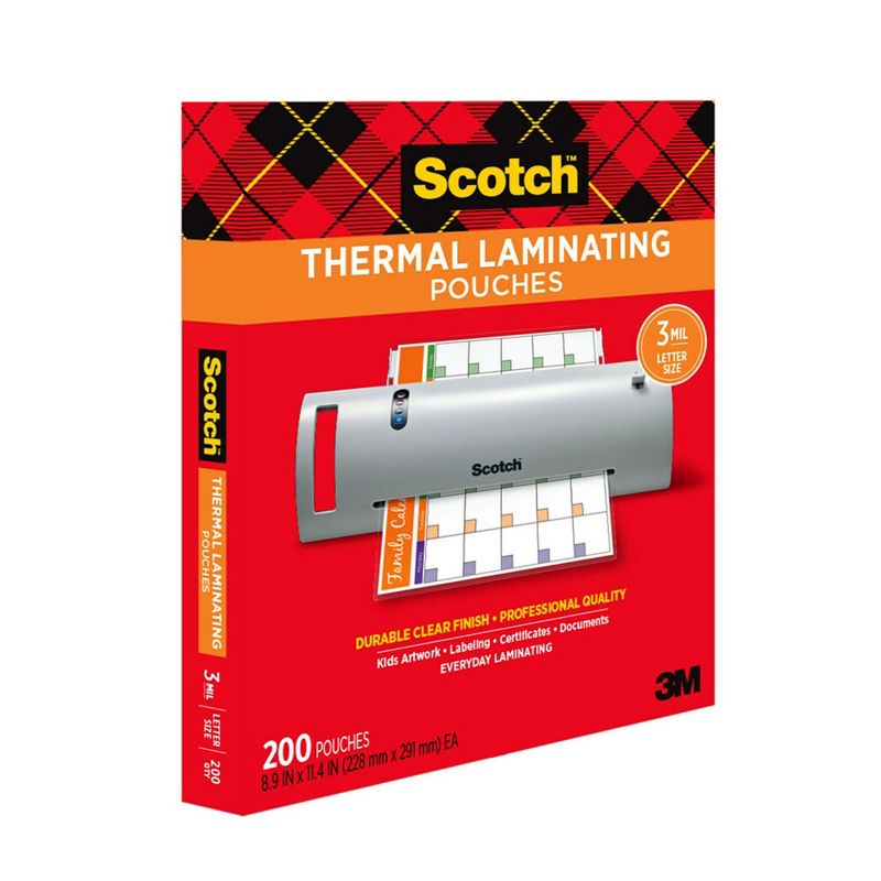 Scotch® Thermal Laminating Pouches, 3 mil Size, Pack of 200, 3 of 9