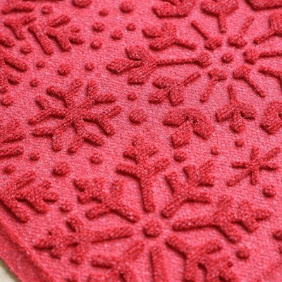 Solid Red Polyester Snowflake Indoor Outdoor Door Mat