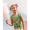 Deux par Deux Girl Organic Cotton Tank with Frills Flowers on Green Background - 2 of 4