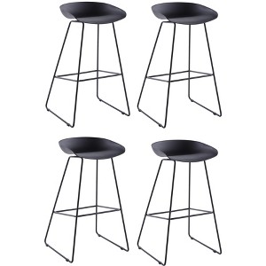 Nordlys Set of 4 Metal and Black Polypropylene Bar Stools Modern Design Style Dining Room - 1 of 4