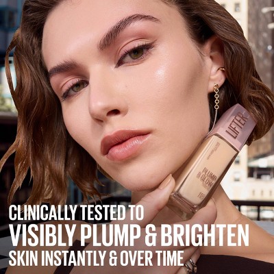 Maybelline Lifter Plump & Glow Foundation with Hyaluronic Acid - 90 - 1 fl oz: Buildable Coverage, Finish, Suitable for All Skin Types