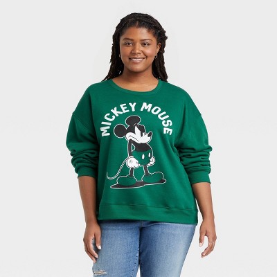 Women's Disney Angry Mickey Graphic Sweatshirt - Dark Green