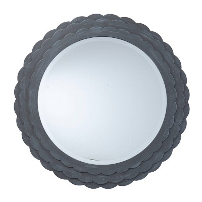 30.25" x 30.25" Round Capeyon Decorative Wall Mirror Gray - Southern Enterprises