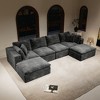 137.8"68.9" Plush Corduroy 5-Piece Modular Sectional Sofa with No Assembly Required and Comfortable Chaise Lounge - 3 of 4