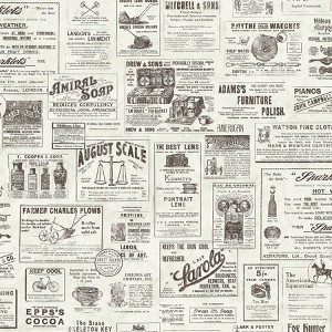 NuWallpaper Published Peel & Stick Wallpaper Charcoal: Removable Self-Adhesive Typography Vinyl, 30.75 Sq Ft Coverage - 1 of 4