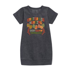 - Instant Message - Easter Egg Every Kid Graphic Short Sleeve Fleece Dress - 1 of 4