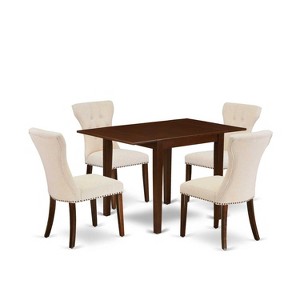 5-Piece Mahogany Finish Solid Wood Top - Rectangular Button Tufted Dining Room Set  - Seats 4 - 1 of 4