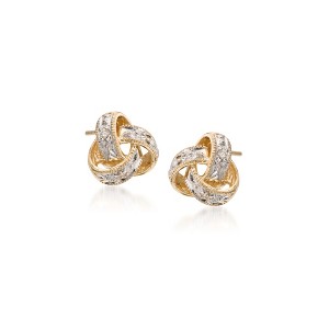 Ross-Simons Diamond Love Knot Stud Earrings in 14kt Yellow Gold - 1 of 3