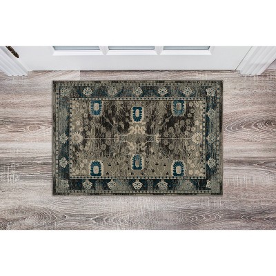 Gray and Charcoal Vintage Wool 2' x 3' Rug