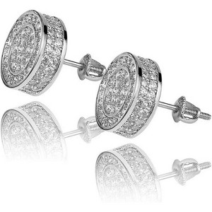 Screw Back Earrings 14K Gold Plated - 5A Cubic Zirconia Cluster Round Studs for Men and Women - 1 of 4