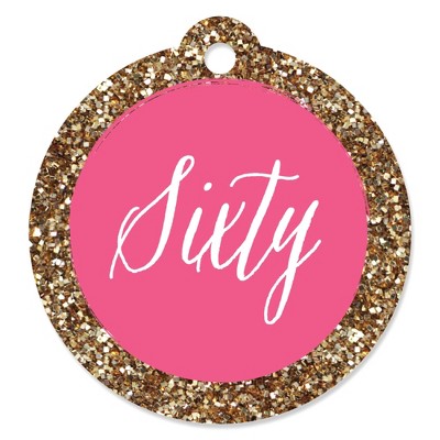 Big Dot of Happiness Chic 60th Birthday - Pink and Gold - Birthday Party Favor Gift Tags (Set of 20)