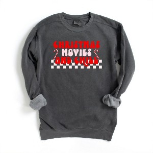 Simply Sage Market Women's Garment Dyed Graphic Sweatshirt Christmas Movies and Chill Checkered - 1 of 2