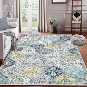 TackView Machine Washable Area Rug, Non-Slip Backing, Low Pile Faux Wool Accent Carpet, Vintage Rugs for Living Room, Bedroom - 1 of 4