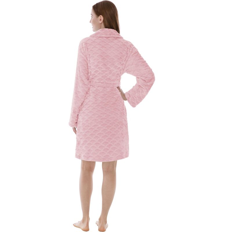 PAVILIA Short Robes for Women, Plush Soft Bathrobe Womens Lightweight, Fluffy Fuzzy Robe Knee Length, Shower Spa, 2 of 8