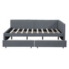 PAGED Full Size Linen Fabric Daybed Modern Wooden Bed Frame with 2 Drawers and Upholstered Backrest for Living Room - 3 of 4