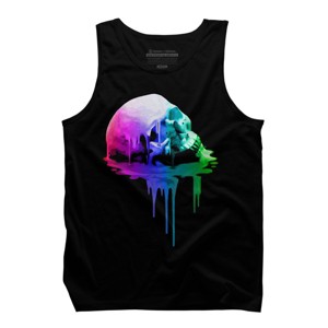 Men's Design By Humans Melting Skull with Vibrant Colors By robotface Tank Top - 1 of 4