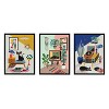 Kate & Laurel All Things Decor 18"x24" 3pc Sylvie Record Player TV Cat Bed Framed Canvas Art by Rachel Lee Set Black - 2 of 4