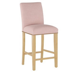 Shelly Nail Button Bar Stool Rosequartz Linen with Brass Nail Buttons - Cloth & Co.