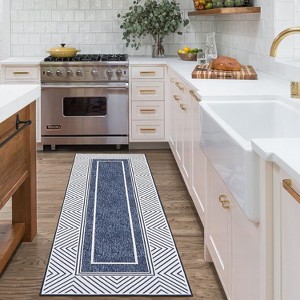 Modern Runner Rug Washable Area Rug Bordered Rugs Modern Runner Rug Non-Slip Area Rug Small Accent Geometric Throw Rugs Floor Carpet - 1 of 4